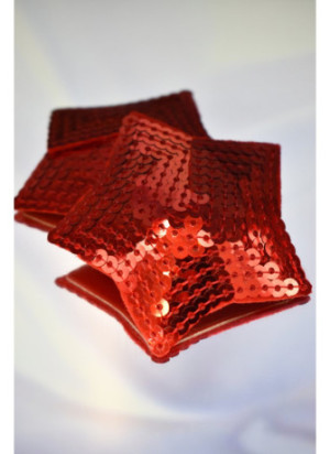 Paire de cache tétons adhésifs étoile pailletée sequin rouge - NP-2020